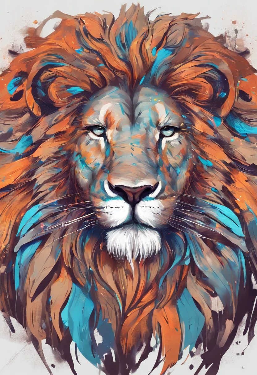 arte splash, a lion head, juba bem detalhada ((fundo branco)), olhos penetrantes, epic instagram, art-station, estilo splash de tinta colorida+, contorno, hiperdetalhado intricadamente detalhado, Motor irreal, genial, detalhes intrincados, tela inicial, cores complementares, conceito realista arte, 8K分辨率, obra-prima do deviantart, oil-painting, pinceladas pesadas, pingos de tinta, artes de salpicos