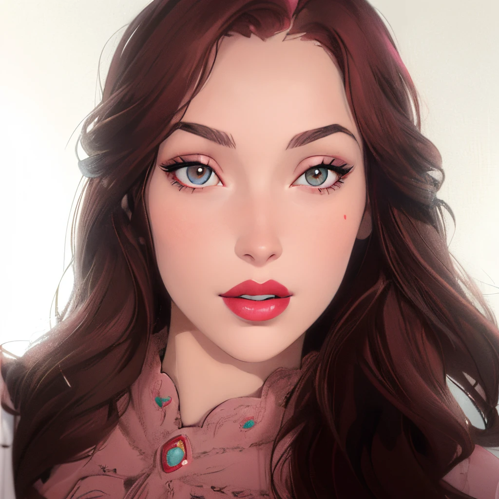 arafed woman with long brown hair and pink lipstick posing for a picture, pink lips, inspired by Ksenia Milicevic, pink lipstick, light-red lips, anna nikonova aka newmilky, ekaterina, coral lipstick, portrait sophie mudd, anastasia ovchinnikova, red lips, thick red lips, full lips, thick lips
