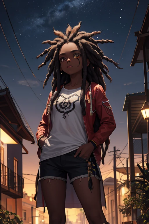 1garota,mulher negra, garota com dreadlocks, cidade noturna,noite,chuva,casaco,Hands in pockets