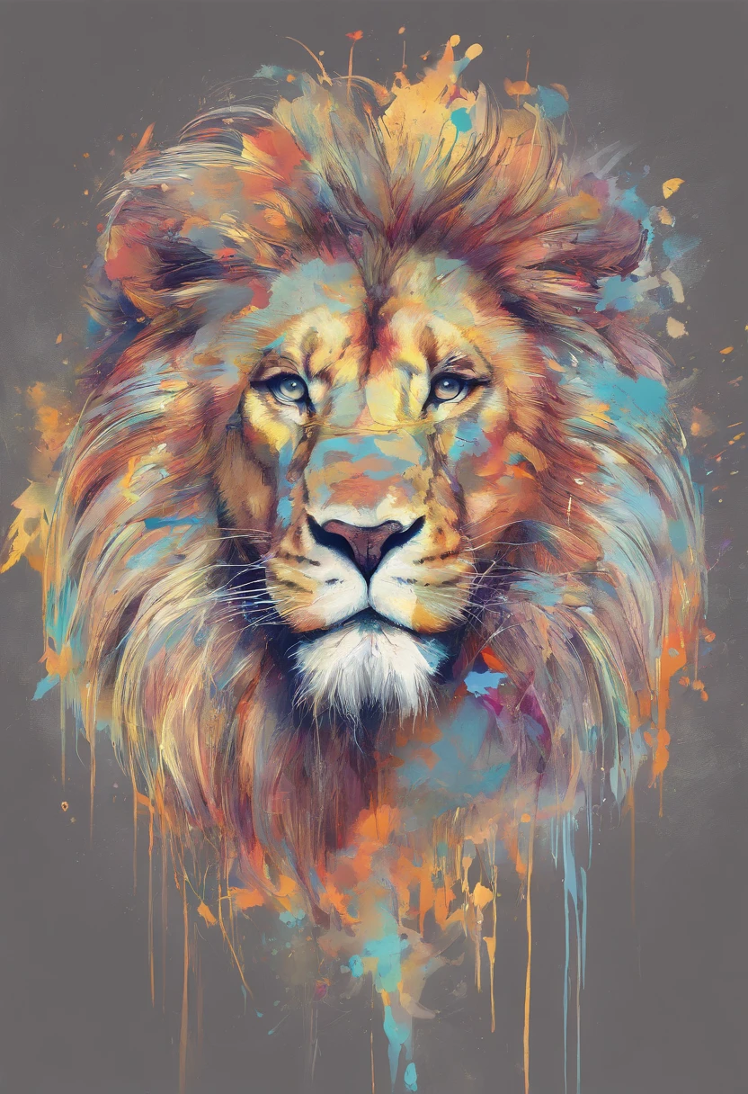 arte splash, a lion head, juba bem detalhada ((fundo branco)), olhos penetrantes, epic instagram, art-station, estilo splash de tinta colorida+, contorno, hiperdetalhado intricadamente detalhado, Motor irreal, genial, detalhes intrincados, tela inicial, cores complementares, conceito realista arte, 8K分辨率, obra-prima do deviantart, oil-painting, pinceladas pesadas, pingos de tinta, artes de salpicos