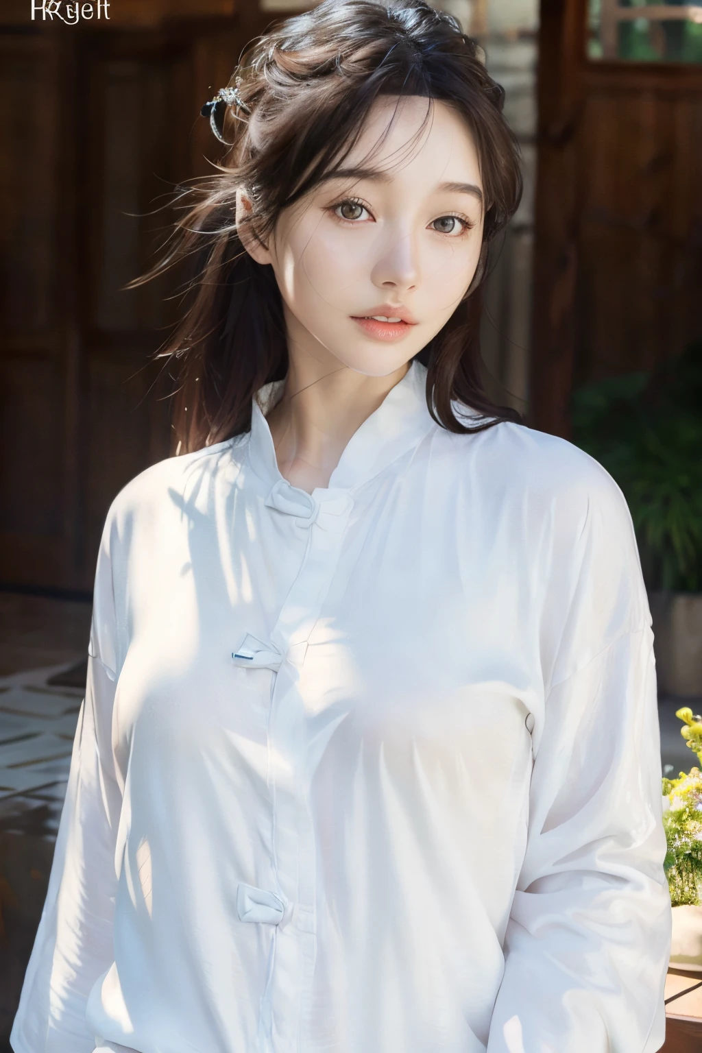 dressed, (photo realistic:1.4), (hyper realistic:1.4), (realistic:1.3),
(smoother lighting:1.05), (increase cinematic lighting quality:0.9), 32K,
1girl,20yo girl, realistic lighting, backlighting, light on face, ray trace, (brightening light:1.2), (Increase quality:1.4),
(best quality real texture skin), finely detailed eyes, finely detailed face,
(tired and sleepy and satisfied:0.0), face closeup, t-shirts,
(Increase body line mood:1.1), shiny skin