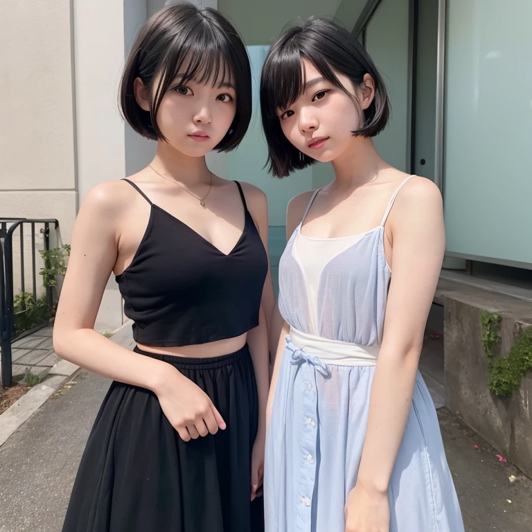 1girl in, 20yr old, gradient, up looking_で_viewer, Black_hair, Solo by JM, Yoshiko Akishino, Shorthair