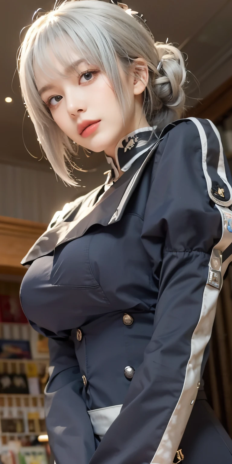 1girl , silver hair, high quality, ultra detailed, masterpiece, realistic