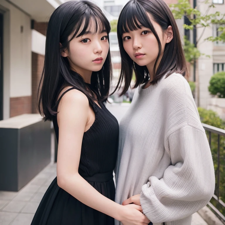 1girl in, 20yr old, gradient, up looking_で_viewer, Black_hair, Solo by JM, Yoshiko Akishino, Shorthair