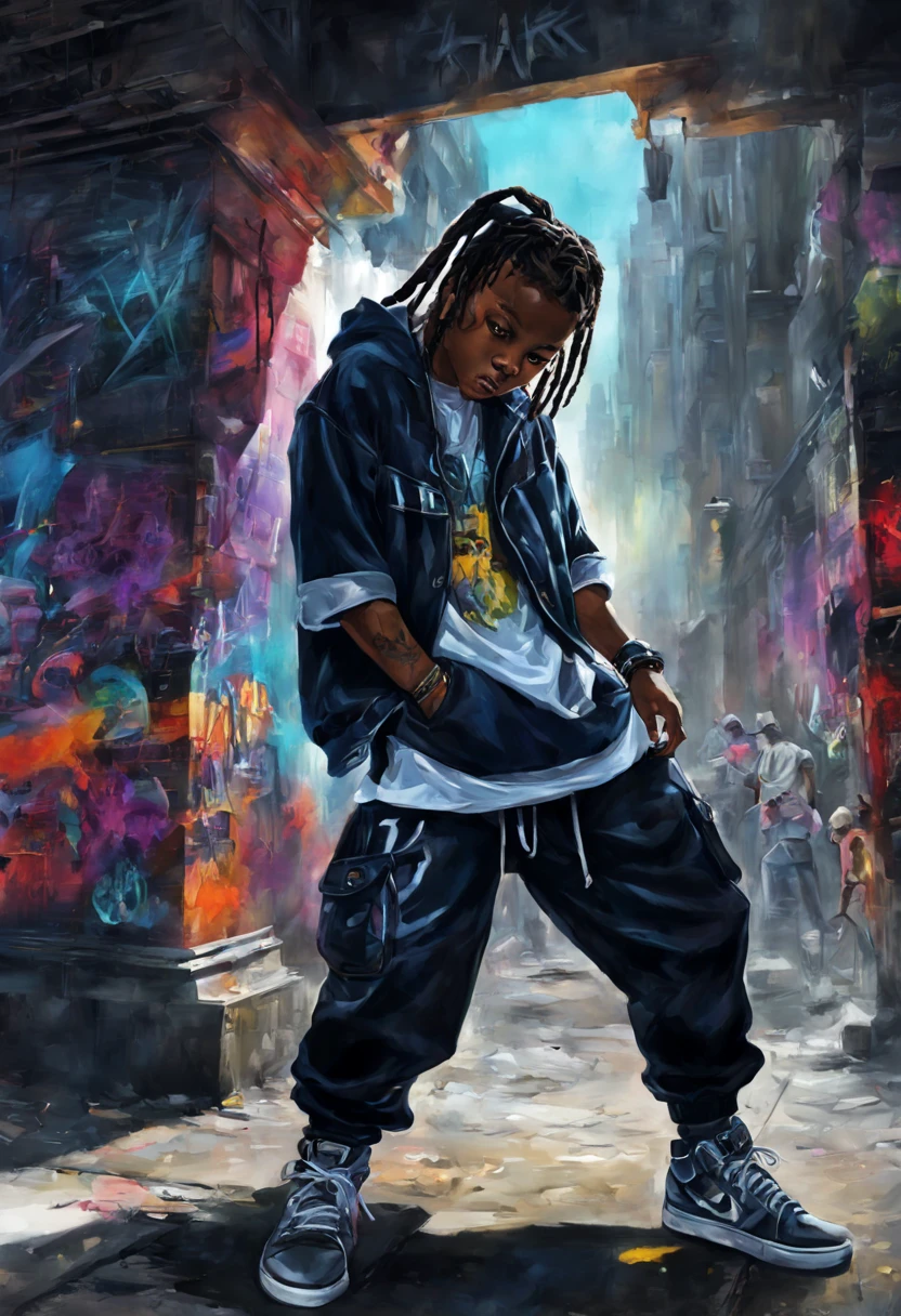 hip hop art by Alan lee, concept art,digital art,digital painting,fine art,oil painting,trending on artstation, global illumination, vivid color, vibrant, graffiti airbrushing techniques, high definition, accent lighting, contrasted with bright paint colors, by Squal92i