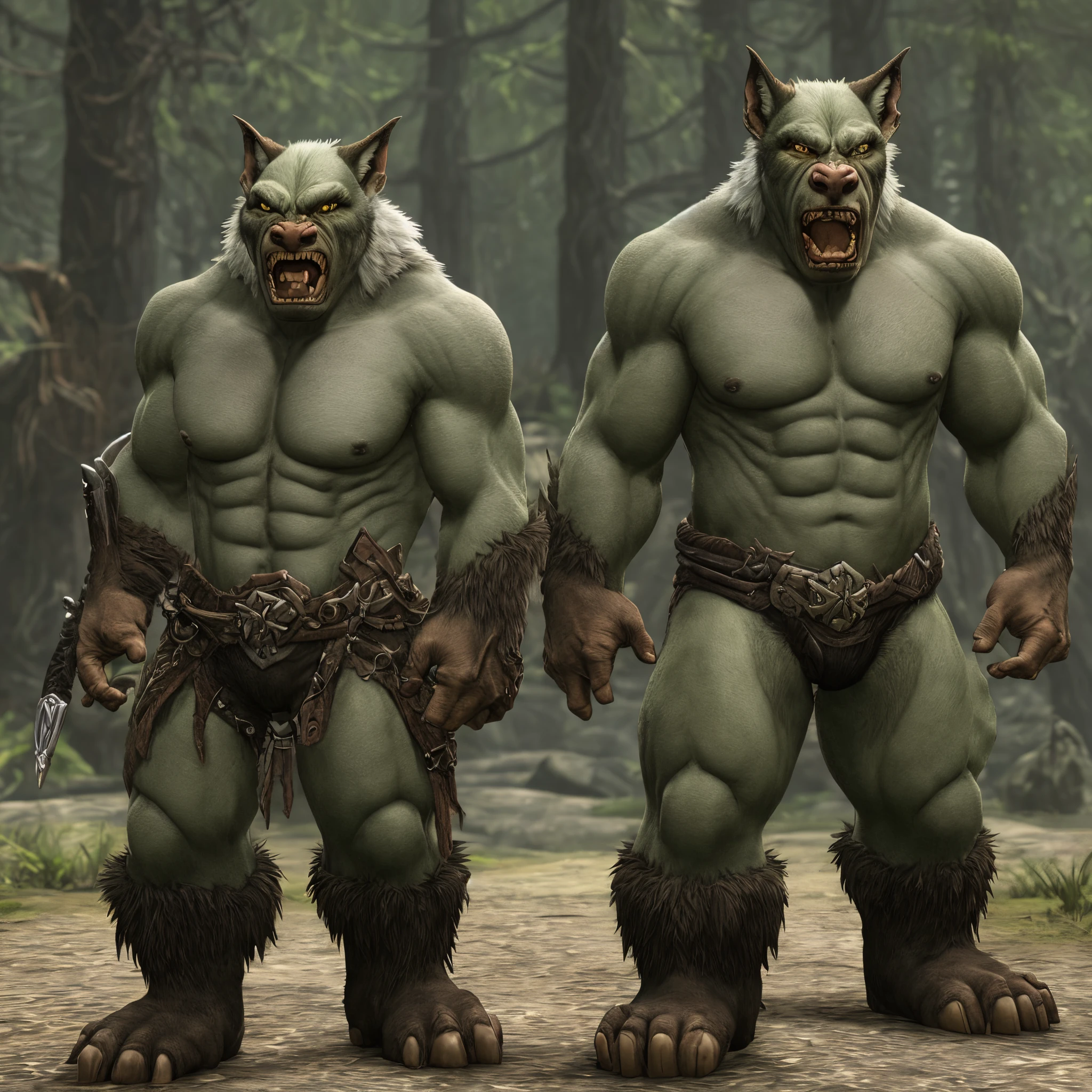 Concept Art, "1 Couple, Handsome Boy", an ultra-detailed and stunningly beautiful CG illustration depicting a sultry green man-wolf with purple hair, sharp green eyes, standing tall in shorts. Gorgeous green fur and yellow dotted on the belly, tail and fur, this animal-like beauty exudes sensuality in every pose, breathtaking rendering, within radiant connections, multiplayer interaction, magical elements, gorgeous, casting colorful spells, bright flashes,