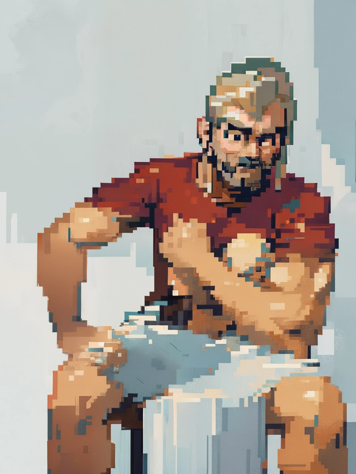 Pixeled sozinho, Olhando para o Viewer, olhos negros, cabelos pretos, pixel, cabelos pretos, (macho),cabelo pretos