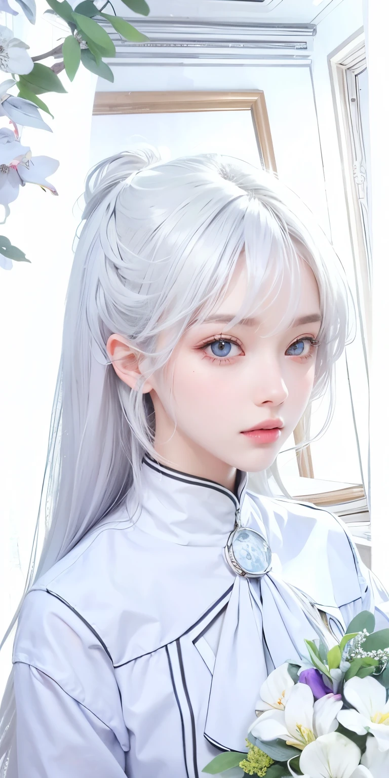 1girl ,silver hair, high quality, ultra detailed, masterpiece, realistic