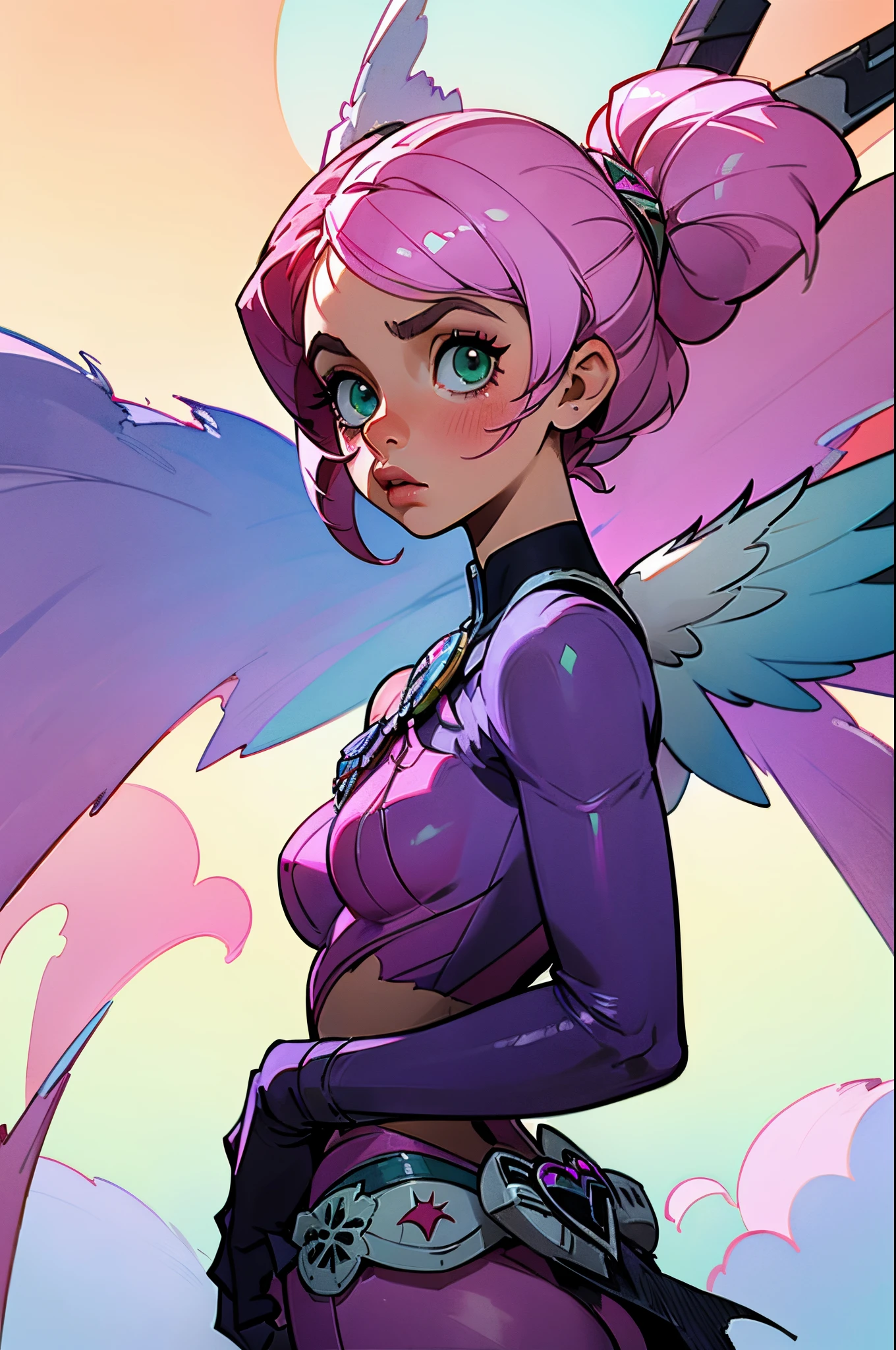 Alisa bosconovitch, green sparkling eye iris, melhor qualidade, contemporary, estilo plano, minimalismo, Green Eyes Flat Illustration, cabelo rosa, cabelo curto, cabelos multicoloridos, Camisa Preta, mechanical wings, Head Portrait Close-U, peito pontudo, decote, super decote, middlebreasts, Tekken, cabelo rosa pastel, 1girl, em quimono, hand-painted, Desenho de linha sem cor, colorida do yandere pastel, Tekken, Super cute pink hair girl with gothic makeup on the side, figura esbelta, robusto, He sat on the floor, cabelos muito curtos, com orelhas de gato, quadratic element, kawaii cor-de-rosa na roupa da era de 1910, Alisa Bosconovich pink lips, no estilo da paleta de cores suave aurorapunk, an anime illustration of his face, gifs animados, hand drawn animation, charming sketches, suave e brilhante, romantismo nebuloso, Estilo Superflat, perspectiva, close-up, rotacionado, de lado, de cima, cut-in, atmosphric perspective , mulher madura, bimbo , postura sedutora, pose sexy, sedutora, (bonita), (curvilinear), (grossa), pernas torneadas, fit, (abs:1.1), (bumbum grande:1.4), peach ass, (corpo atletico:1.2), (seios fartos:1.3, (big_breasts: 1.1), quadris largos: 1.5, cintura estreita, cintura fina: 1.5, corpo esguio: 1.2, coxas grossas: 1.3), (pele brilhante: 1.2)
