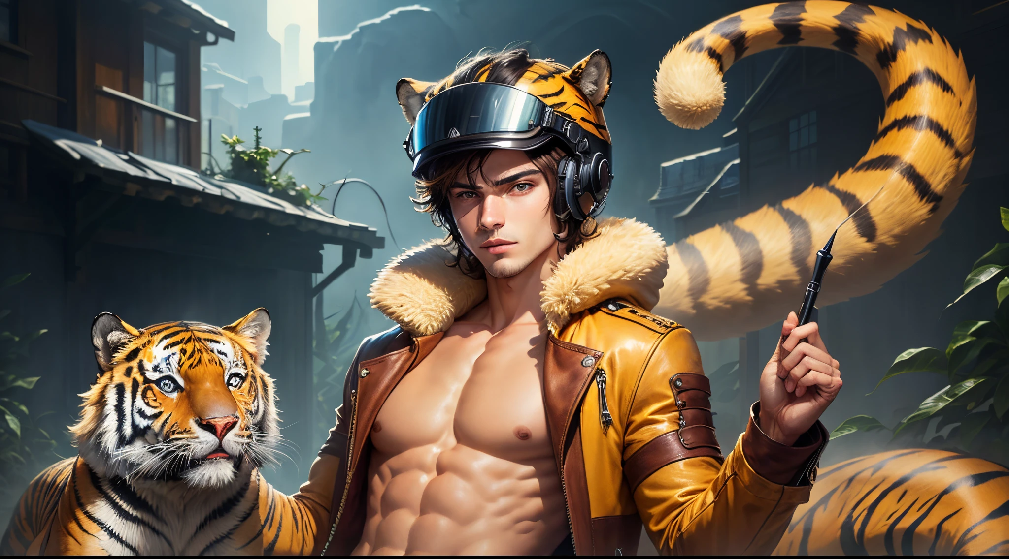 Mirmillion avec casque tigre
