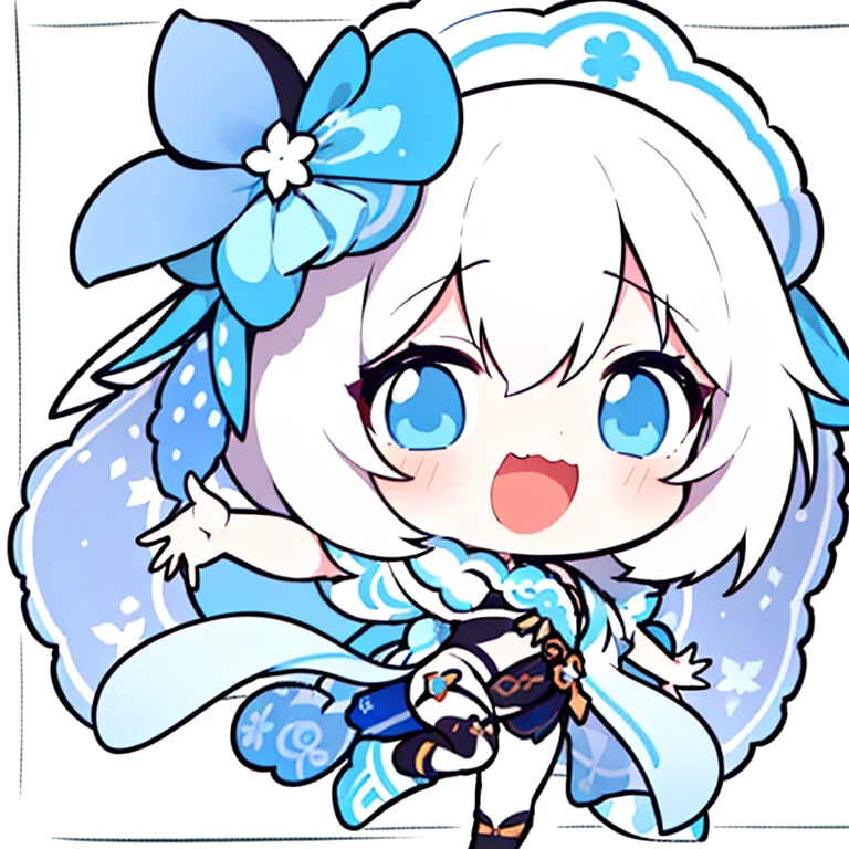 1girl,nilou \(genshin impact\), chibi,full body,dancing,  white background, happy