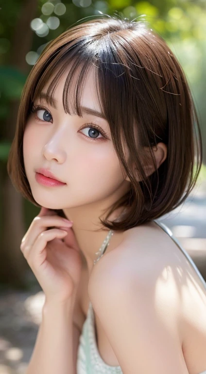 Full body:1.3, masutepiece, Best Quality, Ultra-detailed, finely detail, hight resolution, 8K Wallpaper, Perfect dynamic composition,Perfect face line, Beautiful detailed eyes, pastel knit bikini,bob cuts,Natural Color Lip, Random and cute poses, Kissing face,Take a photo with your kissing face facing the viewer,Perfect and beautiful face,Cute,Anatomically correct condition,Cute,idolface,Perfect and beautiful face