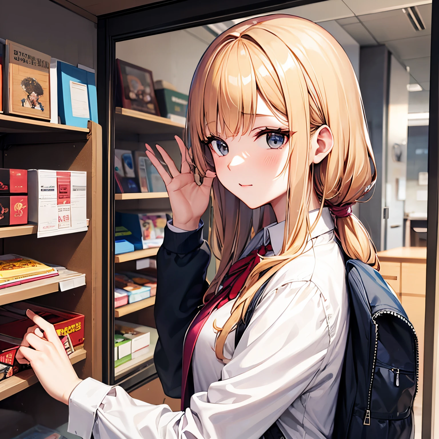 a blond、High school students、Bare、校服、