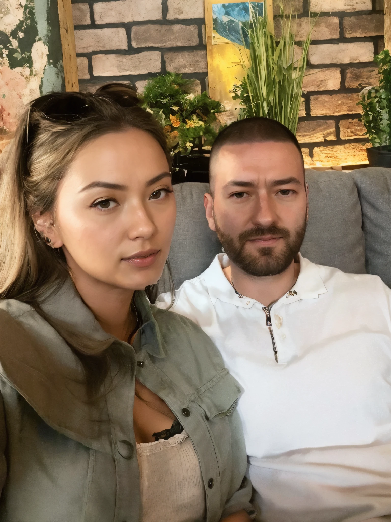 there is a man and a woman sitting on a couch, 💕 🎀, natasha tan maciej kuciara, lovely couple, szekely bertalan and lotz karoly, demna gvasalia, aleksandra waliszewska, profile image, vacation photo, ayanamikodon and irakli nadar
