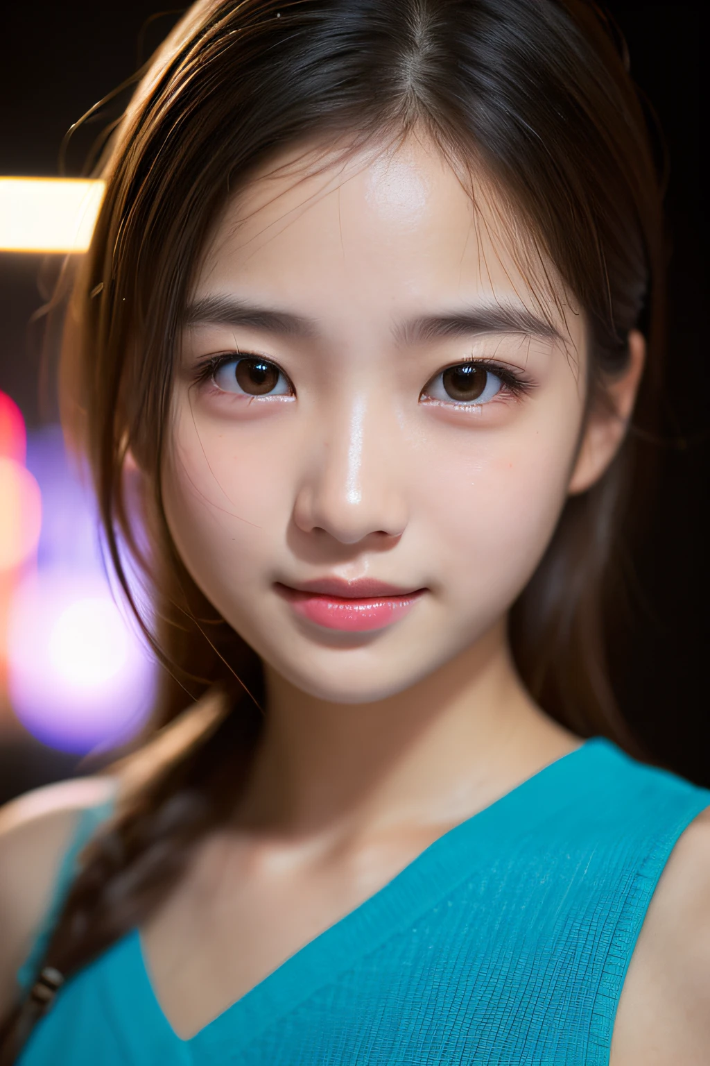 a stunning portrait of a radiant alien girl bo canon 5D, cinematic lighting, bokeh, shallow depth of field, light rays, blue hour, edge-lit <lora:epiCRealismHelper:1> <lora:bo_20230920135652:1>