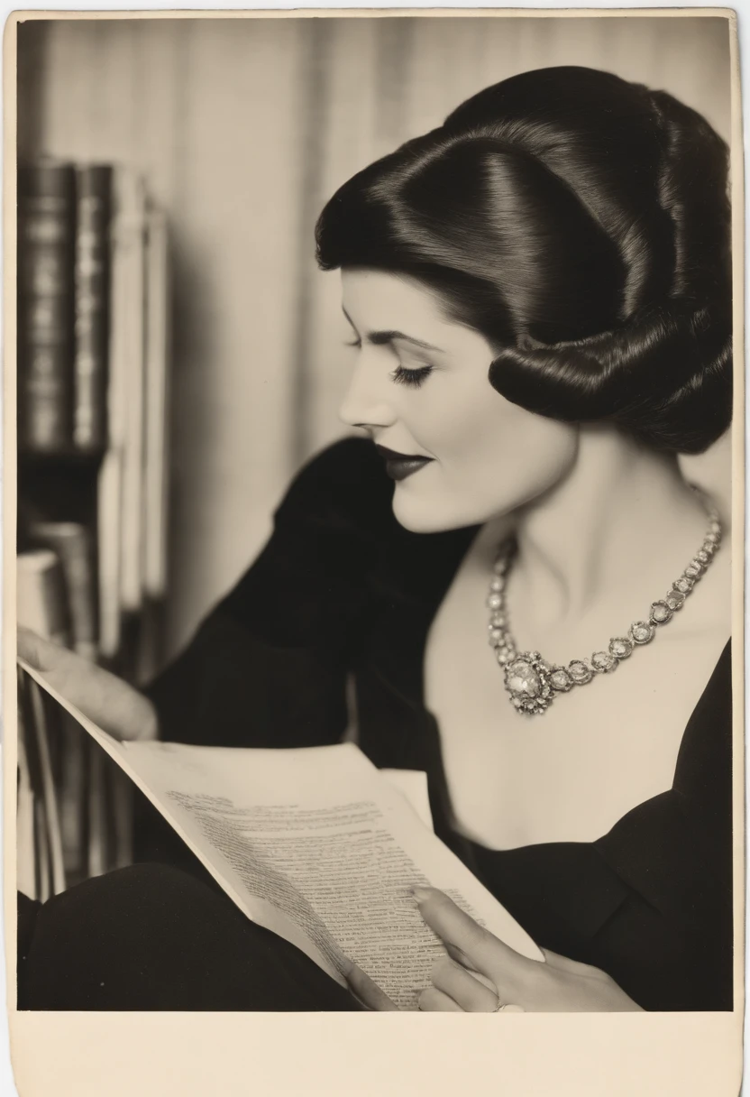 An artsy close-up of Vivian's hand flipping through the pages of a rare first edition, with a mischievous glint in her eye and a playful smirk on her lips.,original,Vivian Hawthorne, the master librarian at the New York City Public Library, is a picture of elegance and intelligence. In her mid-fifties, she has sharp, observant eyes that miss nothing, framed by silver-streaked hair often pulled back in a sleek bun. Her attire is always classic and impeccable, befitting the grandeur of the library’s halls which she navigates with a poised grace.
