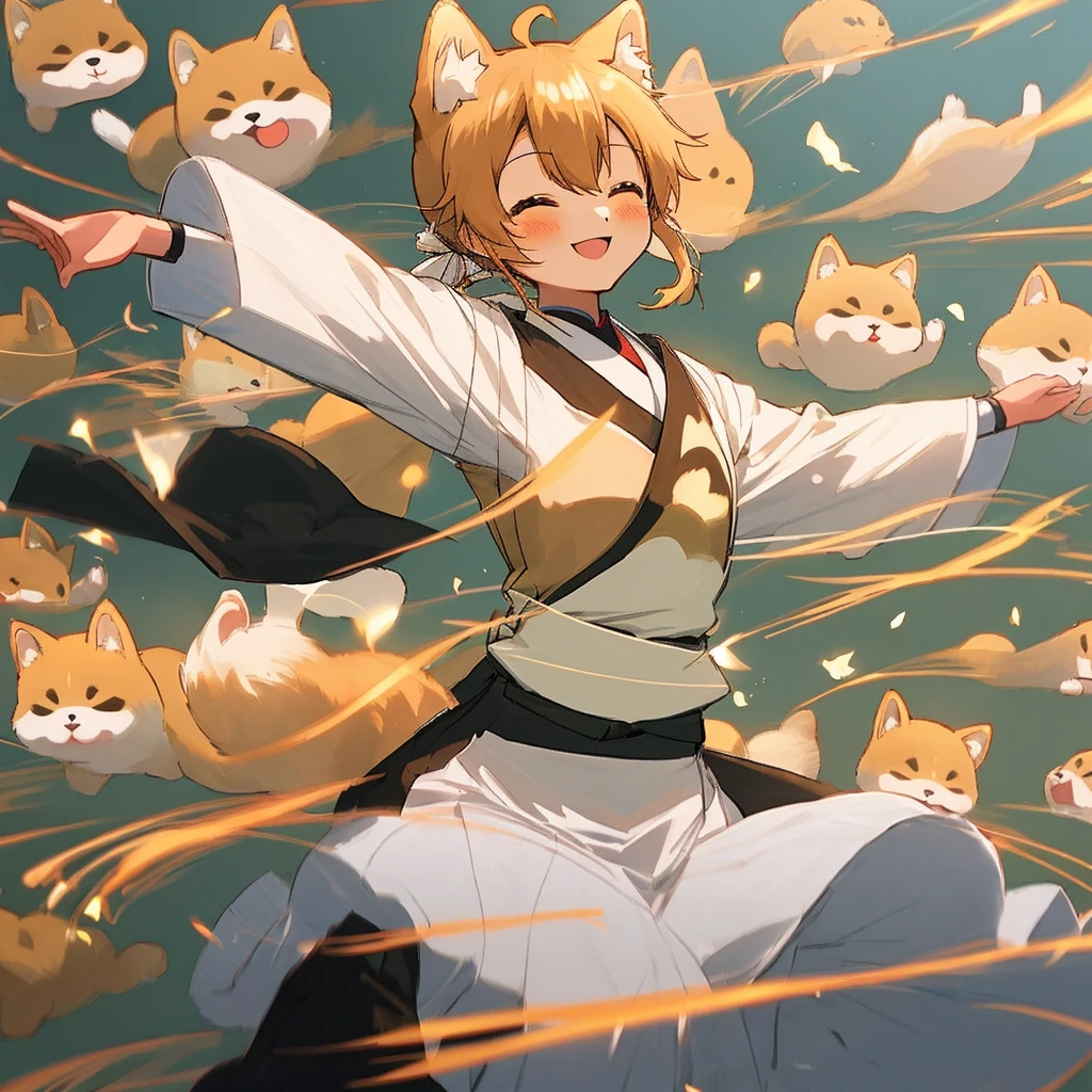 Dancing Shiba Inu anime style smile