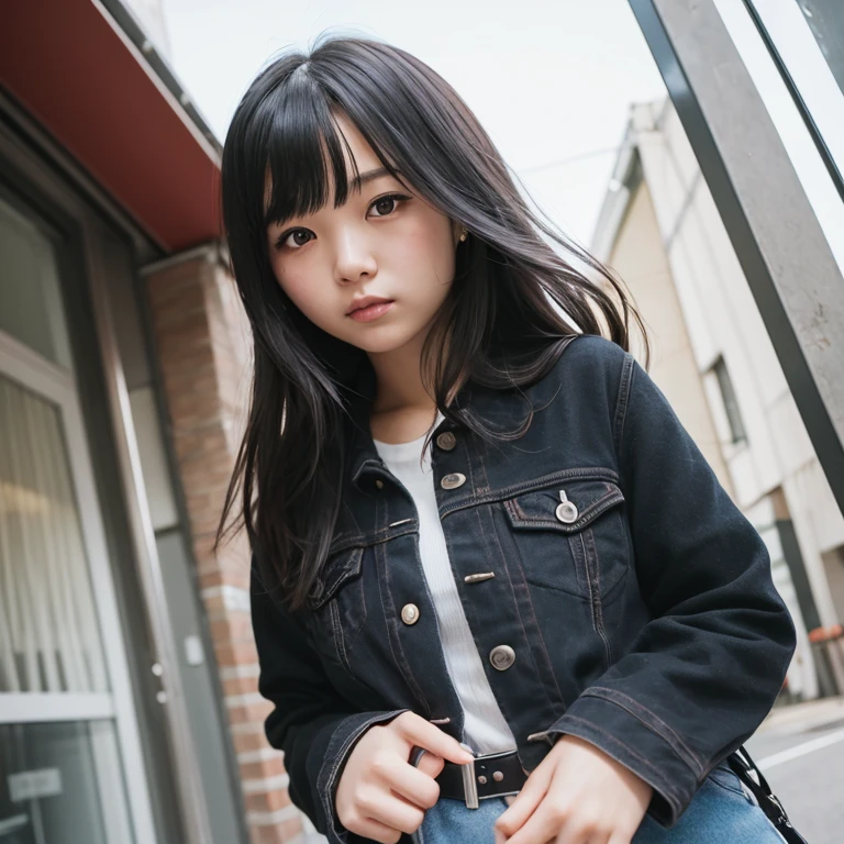 8k,Japanese,,Childish,innocent face,innocent face,teenage girle,spring-like clothes,Spring weather,everyday wear,black hair,Shopping mall,Decolletage
