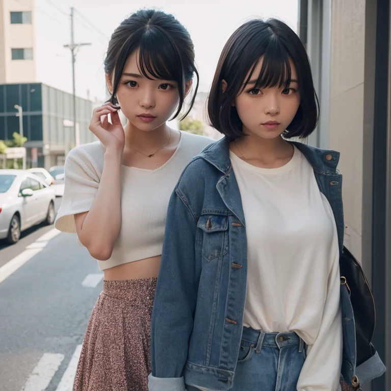 1girl in, 20yr old, gradient, up looking_で_viewer, Black_hair, Solo by JM, Yoshiko Akishino, Shorthair