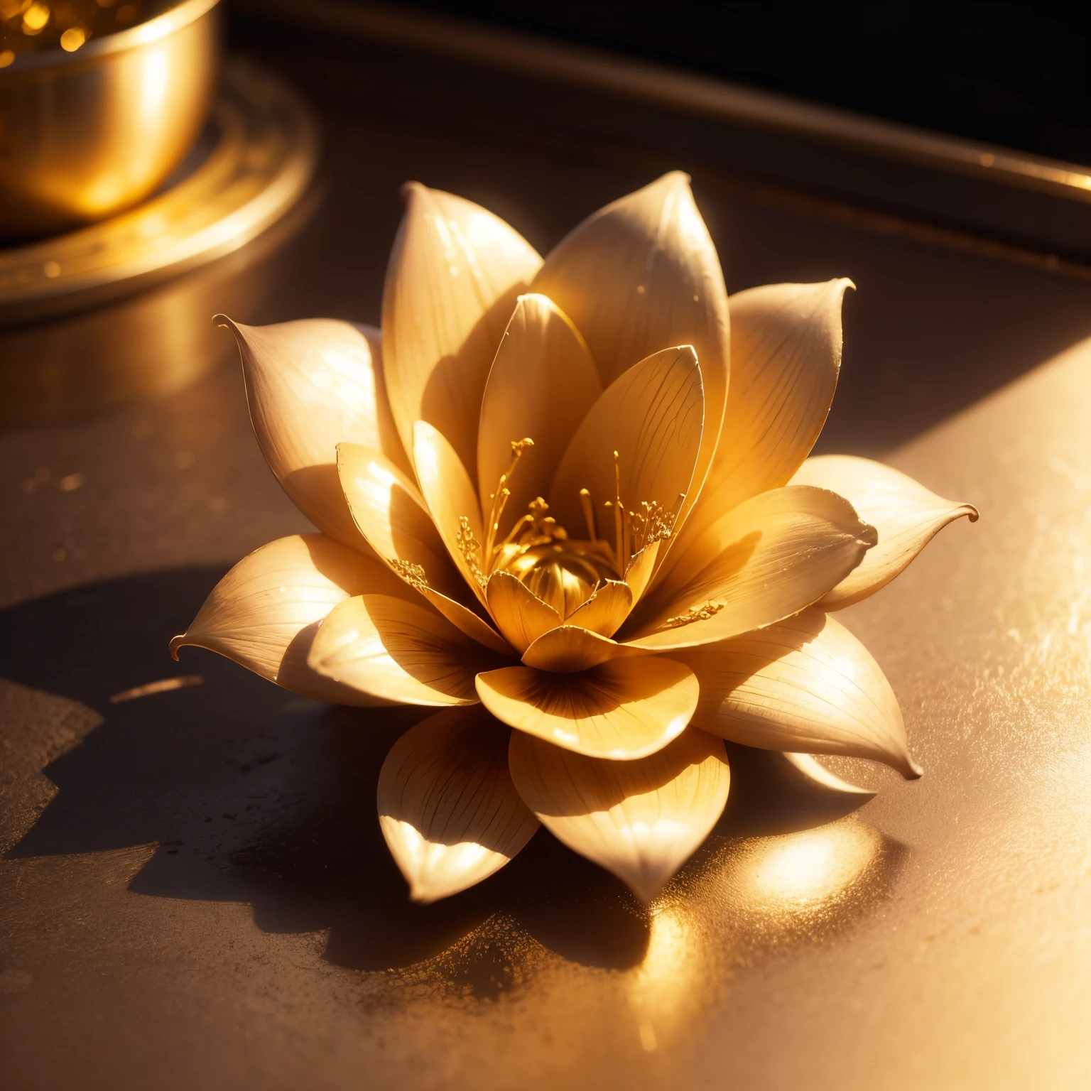 metallic flower grown on gold