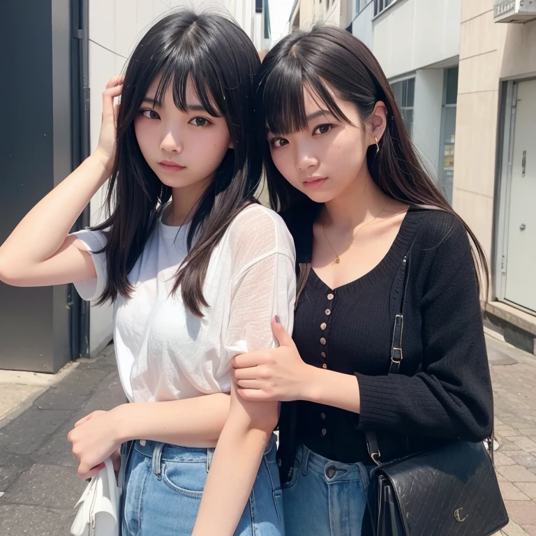 1girl in, 20yr old, gradient, up looking_で_viewer, Black_hair, Solo by JM, Yoshiko Akishino, Shorthair, sisterhood