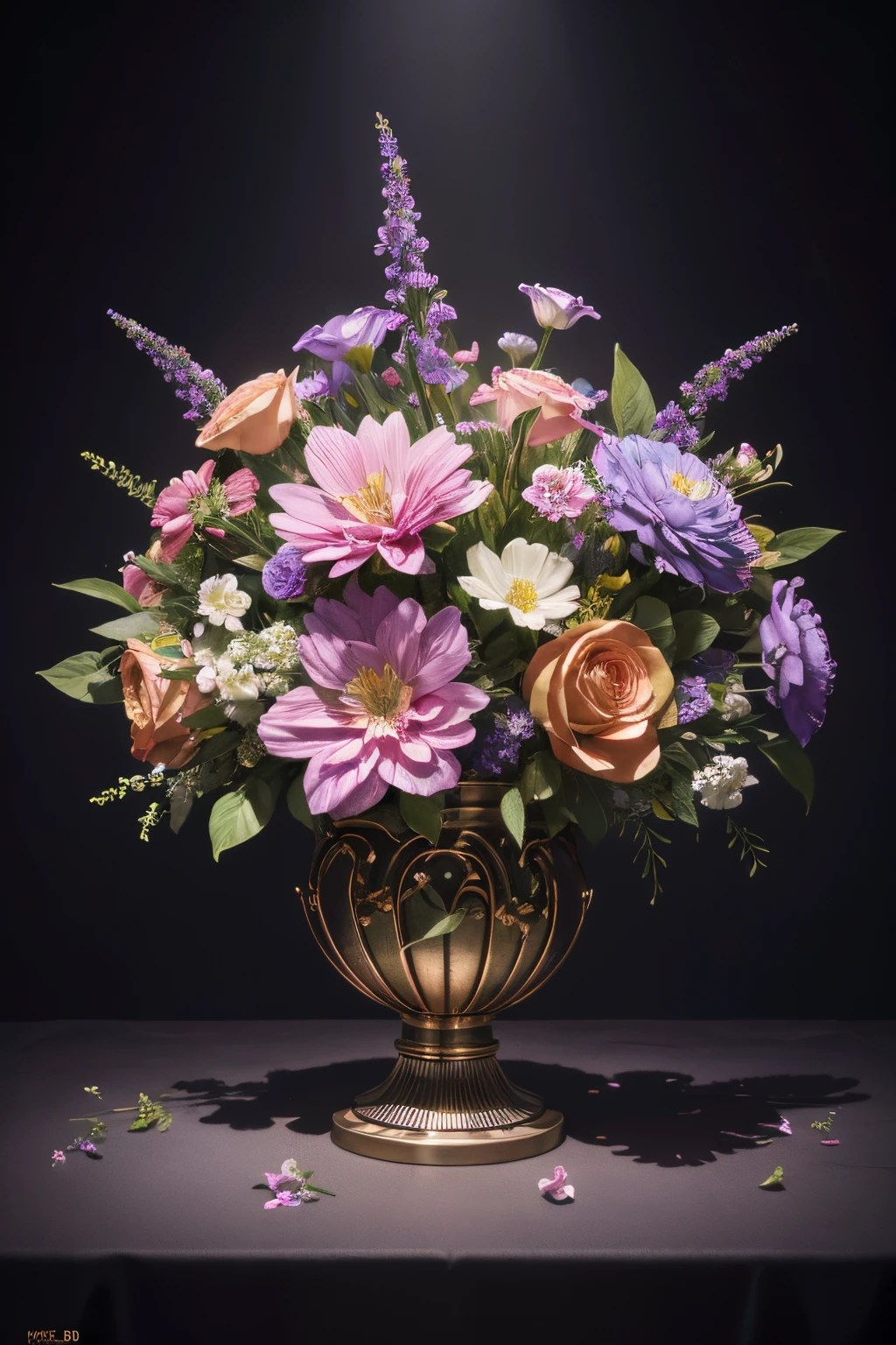 (best quality,4k,8k,highres,masterpiece:1.2),ultra-detailed,(realistic,photorealistic,photo-realistic:1.37),metal flowers,shiny metallic petals,delicate metal craftsmanship,polished,highly reflective surfaces,artificial garden,blossoming metal blooms,contrasting colors,artistic interpretation,concept artists,soft sunlight,subtle shadows,meticulously designed,Dutch Masters style lighting,bright and vibrant colors,precise details,finely textured,impressive depth,unique and fascinating,Dali-inspired distortion,ethereal atmosphere,harmony and balance,artistic flowers emerging from an industrial landscape,mix of organic and inorganic forms,dainty flower buds,unusual hybrid botanical creations,surprising textures and patterns,unexpected beauty,marvelous metalwork,vivid and surreal,sculptural floral arrangements,imagination brought to life,dreamlike ambiance,enchanting and otherworldly.
