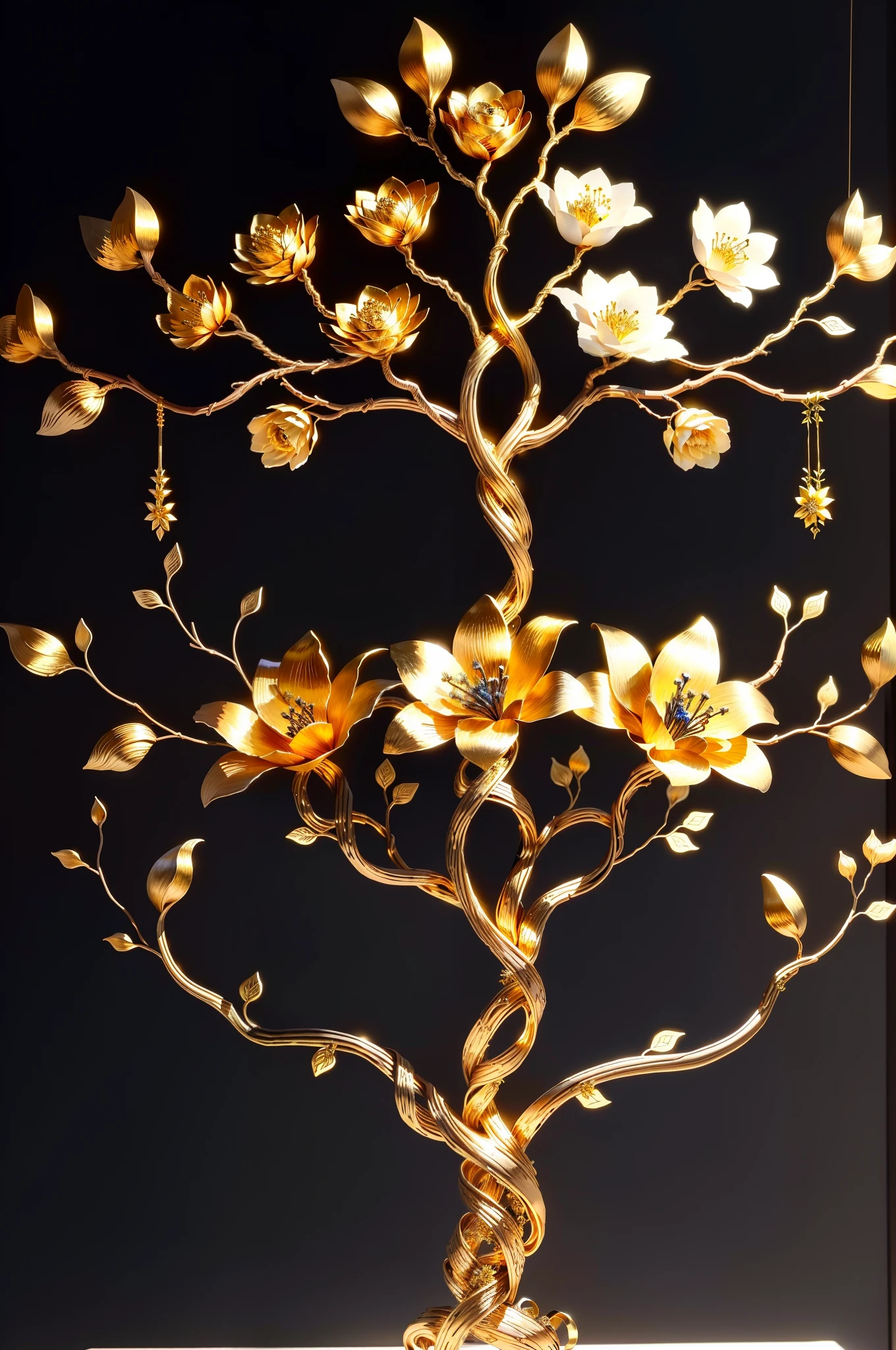 Crafts made from twisted gold wire,gold flowers,Iron flower,Silver flower,metal tree branch,well-built,Perfect craftsmanship