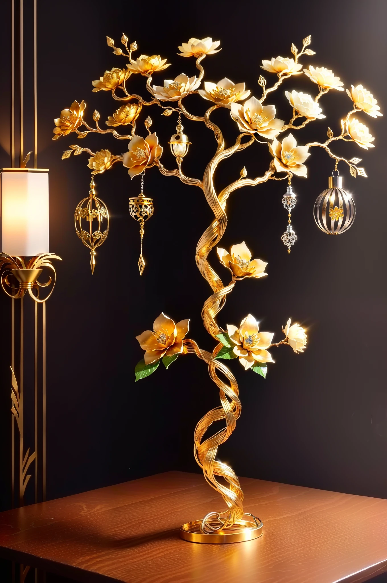 Crafts made from twisted gold wire，gold flowers，Iron flower，Silver flower，metal tree branch，well-built，Perfect craftsmanship