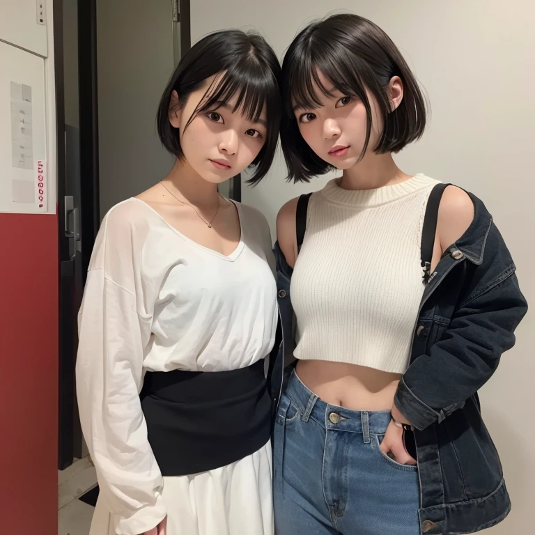 1girl in, 20yr old, gradient, up looking_で_viewer, Black_hair, Solo by JM, Yoshiko Akishino, Shorthair, sisterhood