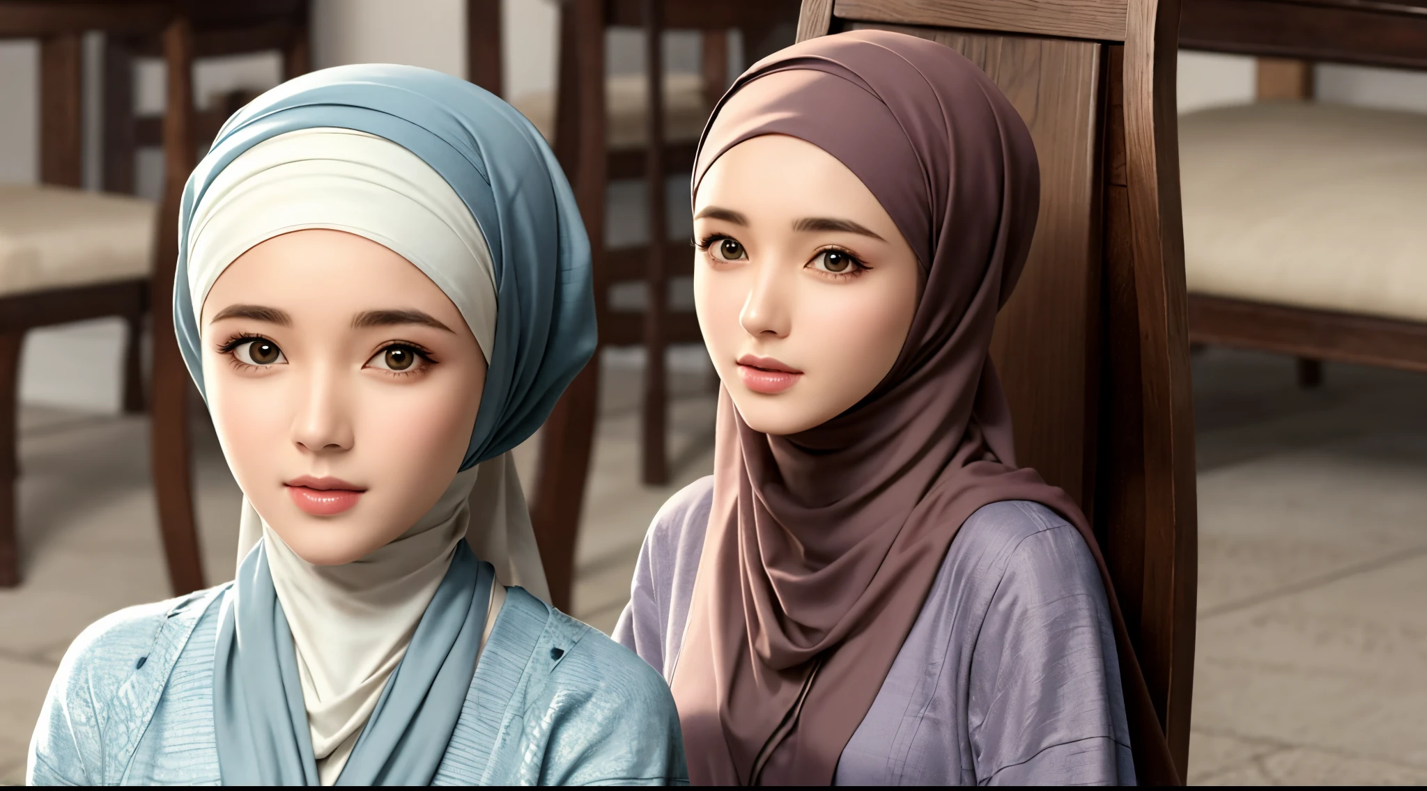 1girl, beautiful face, high detailed realistic eyes, double eyelids, high detailed realistic pupils, upon body from head to waist, wearing hijab, moslem headscarf