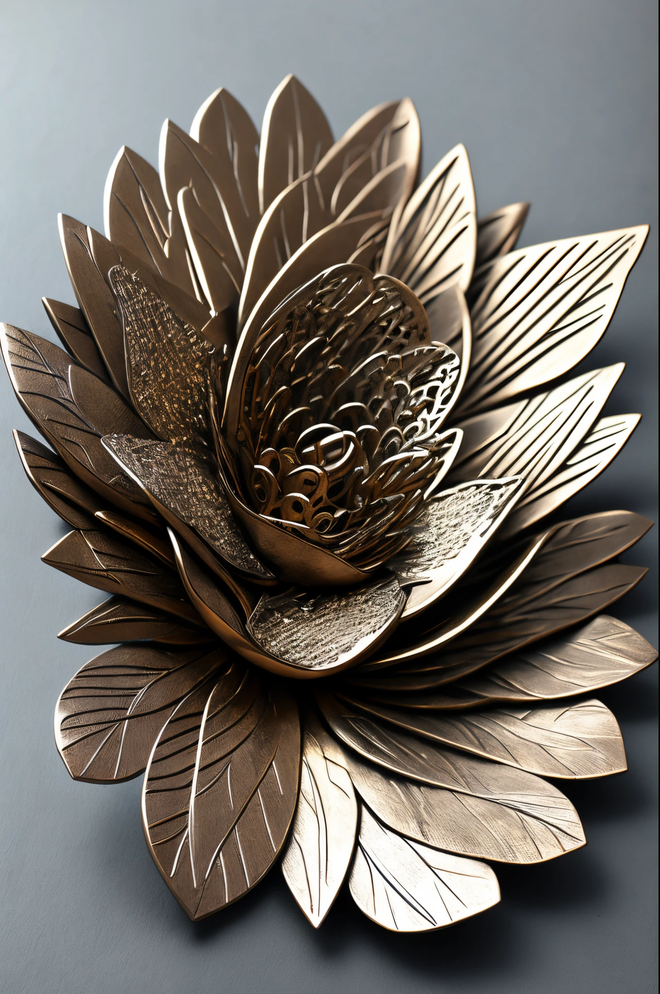 metal art,flower made of iron,iron leaf,Tiewan,Iron flower,Full metallic luster,Metal texture in the post-industrial era,Iron decoration,platinum,silver and gold medals,heavy metal style,In the metal world of the future,everything is made of metal,Metallic flowers,metal leaf,Metal rods,Metal petals