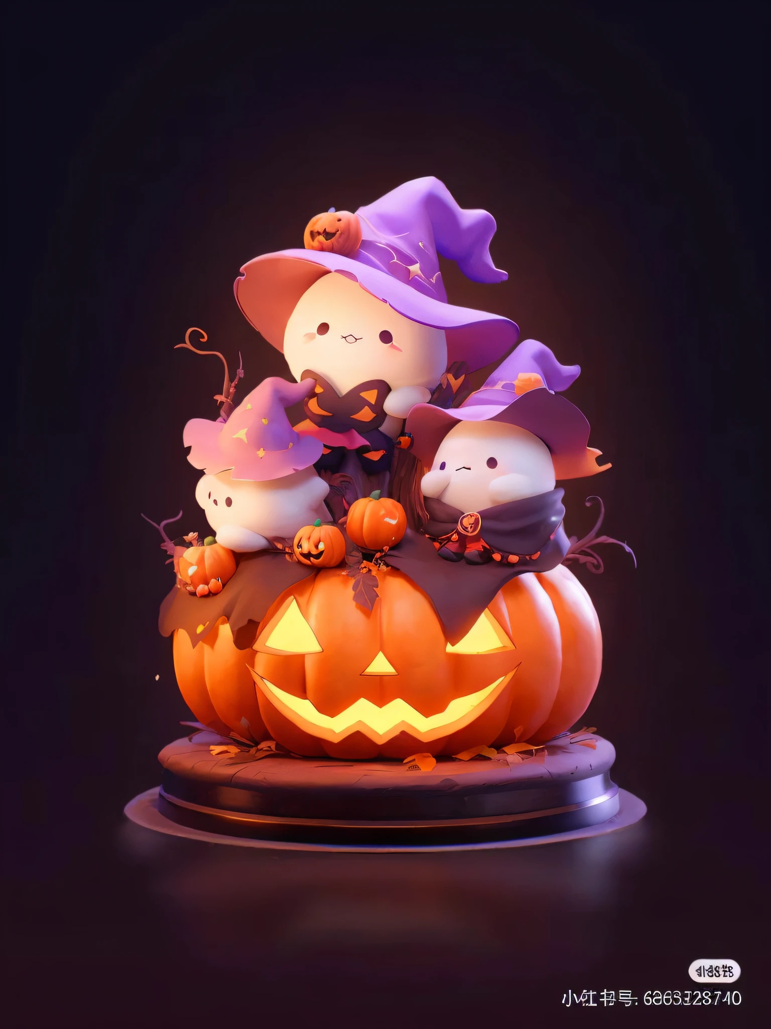 Three little witches sitting on pumpkins, halloween art style, halloween celebration, halloween theme, Cute 3d rendering, halloween scene, Trick or treat without sugar, Cute and funny ghost, Cute and detailed digital art, lovely digital painting, Halloween wallpaper with ghosts, adorable digital art, in a halloween style, 🍁 cute big breasts, halloween atmosphere, stylized 3d, 3d character