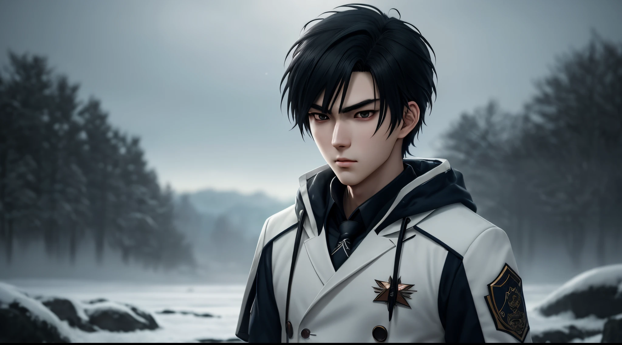 Anime charecter from high school of elite kiyotaka ayanokoji, cold look, straight look, cinematic hdr, great depth, 4k.
