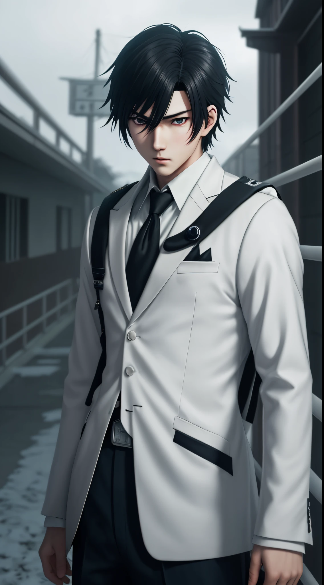 Anime charecter from high school of elite kiyotaka ayanokoji, cold look, straight look, cinematic hdr, great depth, 4k.