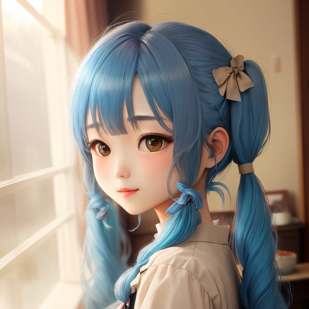 {{1girl}},{{solo}},{{beautiful hair }},depth of field, dreamy, very beautiful girl, 21 years old, detailed portrait, delicate and cute features, lively and cute, surreal, photorealistic, extreme detail, realistic cinematic lighting, moderate highlights, looking at viewer, <lora:lize_helesta_v10:0.9>,lh1, hairclip, short hair, white sailor collar, blue shirt, long sleeves, blue ribbon, school uniform, serafuku