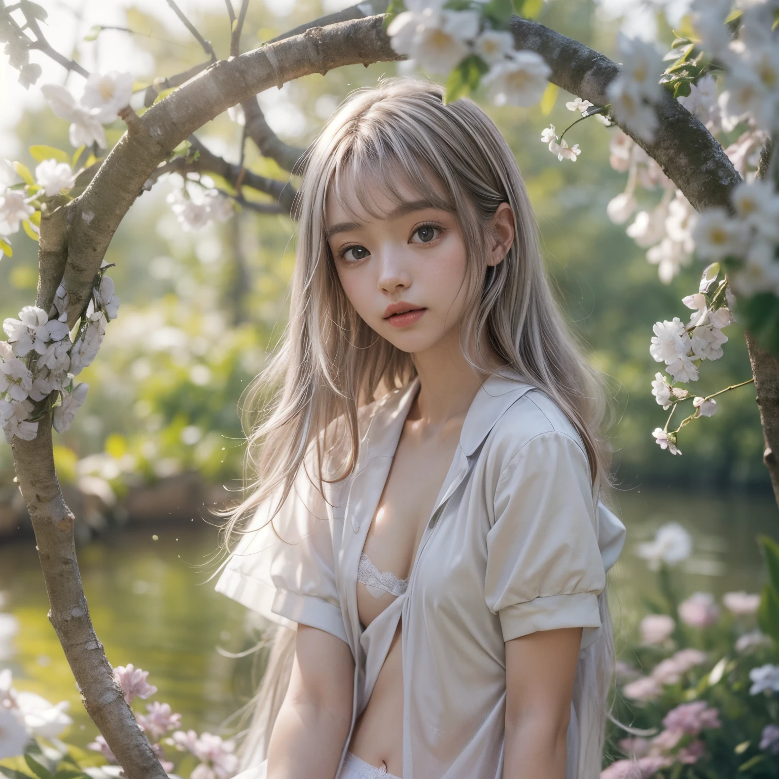 ((SFW、david hamilton:1.37, White and bright colors))、(Tiny tz Twins:1.37)、{(dynamic ungle)|(From Side)|(from the rear)|(From below:1.2)}、{(((Kiss face to face)))|(standing full body:1.2)|Wide Shot}、{(Floating hair:1.2)|(strong breeze)|(ass forcus)}、zydG、8K Best Quality、((masutepiece:1.2、Photorealsitic:1.47)), ( Kodachrome | Realistic | Photorealistic | raw )、((Detailed cute face、Detailed oily porcelain skin texture、Extremely detailed))、(Brilliant Shining Perfect Eyes)、smooth shading、{Zoom Layer|clear focus}、Soft lighting with many follow lights、{childish|gigantic cleavage:1.37}、((White small panties uniform:1.37))、{Flowers|wreath|ssmile|Perplexed|seductiv|Different types of hair colors}、{(light Particle:1.2)|(Lens Flare)|(Luminescent particles:0.6)}、{Forest Lakeside|Lakeside Cottage|Before dawn|Magic Hour|morning glow|Foggy}、((The proportions of the whole body and all limbs are anatomically accurate, No extra limbs)) .