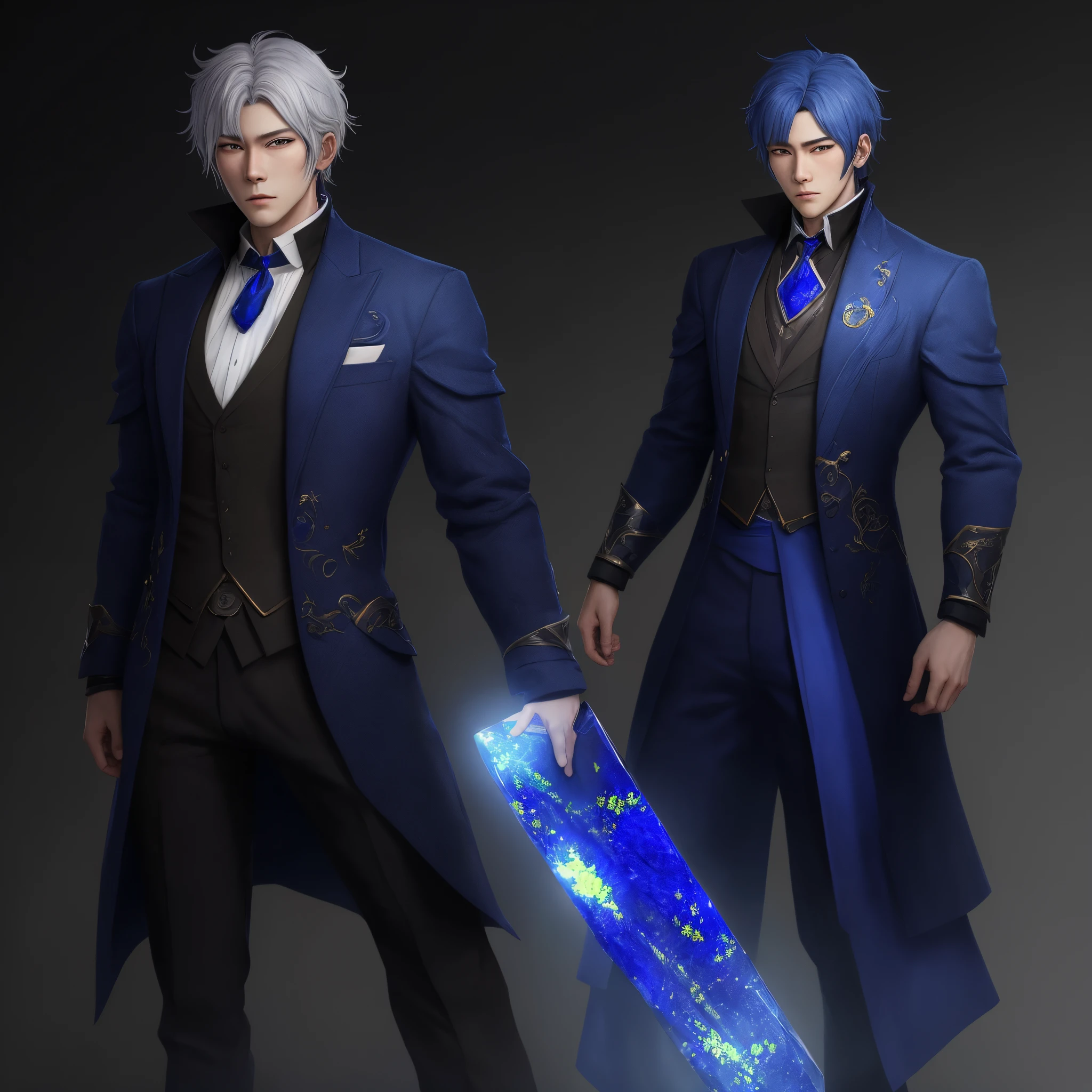 A man with a design that looks like lapis lazuli
