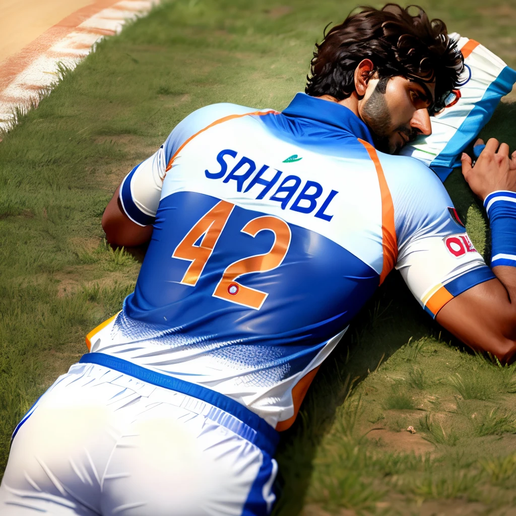 Create a realistic image of Indian Cricket Team written on Their Jersey as "Kachubil"