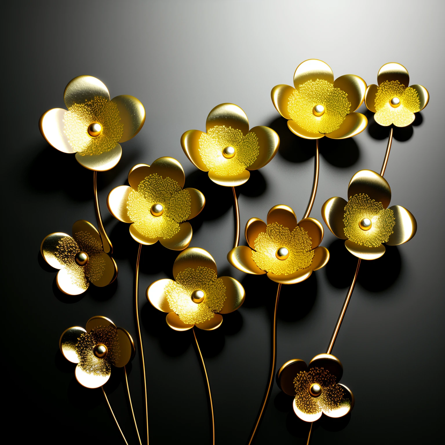 metallic flower grown on gold