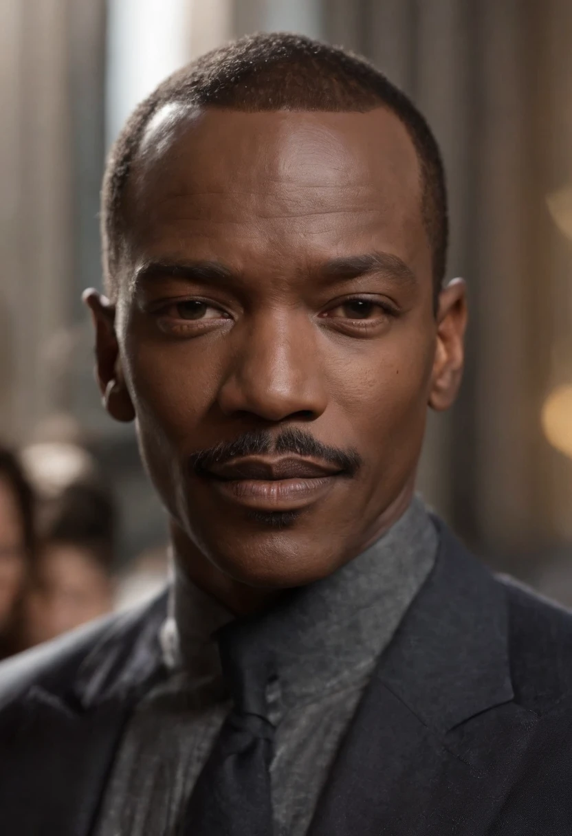 Eddie Murphy, personnage, fofo, petit, gentil, devian art, tendance artstation, digital art, Detailed, mignon, Realstic, humanoide, minuscule, cinematic sho, Cinematic lights,semble heureux, un airriere plan capital ,en regardant droit face la caemra
