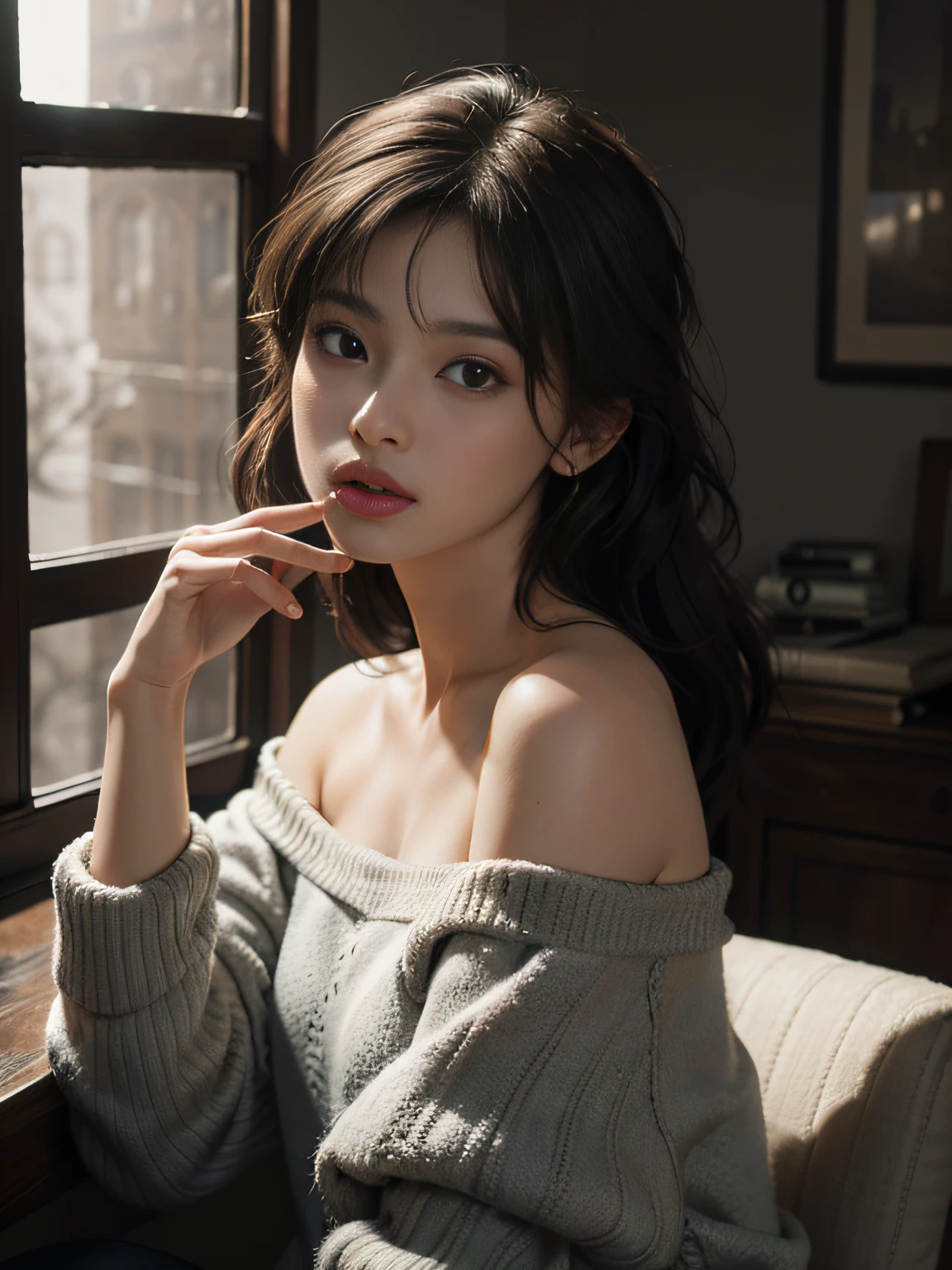 Best quality, masterpiece, ultra high res, (photorealistic:1.4), raw photo, 1girl, off shoulder
