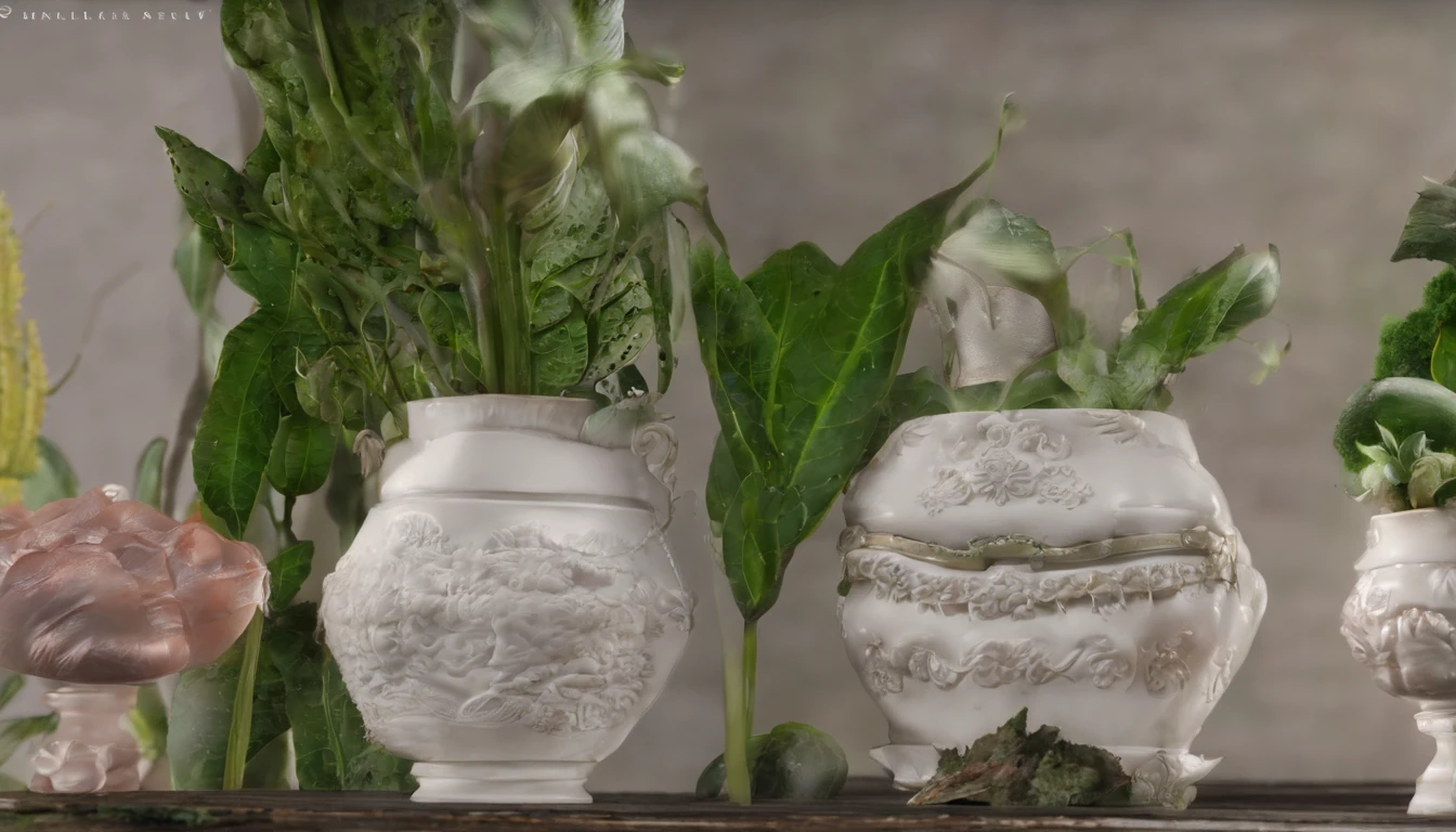 Uma linha do tempo mostrando as duas plantas crescendo, uma dentro de casa e outra fora, ao longo dos quatro anos, imagem perfeita