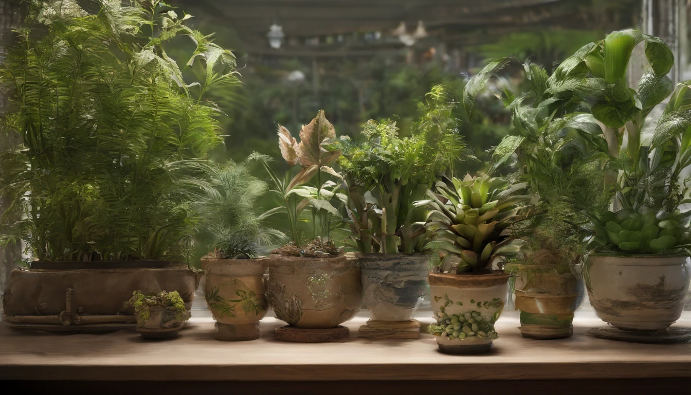 Uma linha do tempo mostrando as duas plantas crescendo, uma dentro de casa e outra fora, ao longo dos quatro anos, imagem perfeita