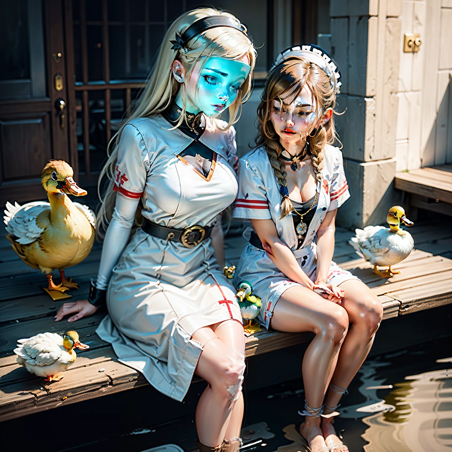 maidennurse,drools,duck sitting,Beth,silber hair,Malu