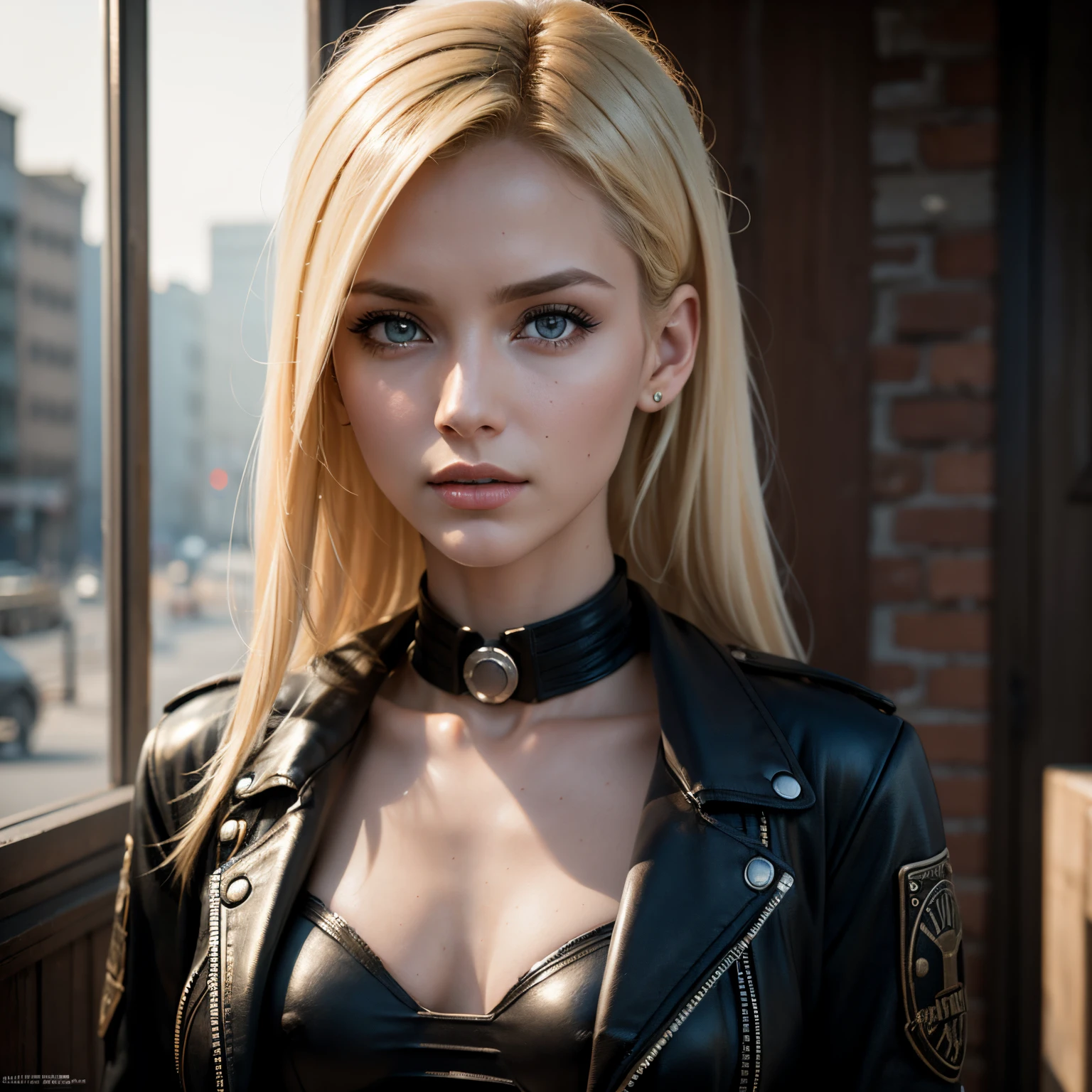 a blonde woman, with dieselpunk clothes, modelshoot style, (extremely detailed CG 8k wallpaper unit), photo of the most beautiful art in the world, majestic professional (photography by Steve McCurry), 8k uhd, dslr, soft lighting, high quality, film grain, Fujifilm XT3 sharp focus, f 5.6, high detail, sharp focus, dramatic, (wearing diselpunk clothing), (looking at the viewer:1.2),  (natural light), (seductive)