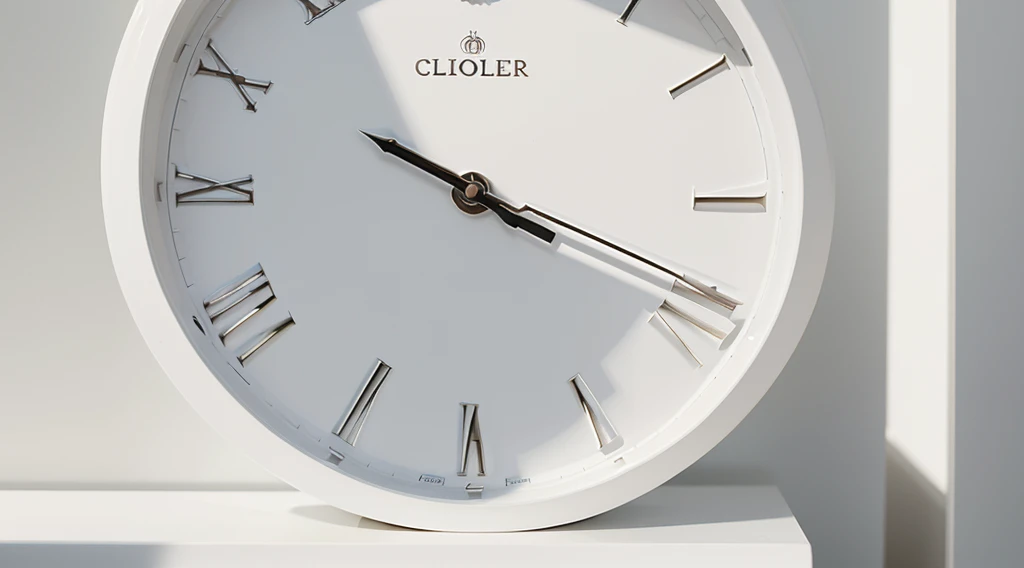 White Clock, moderno,  Large clock hands, hiper realista, detalhes