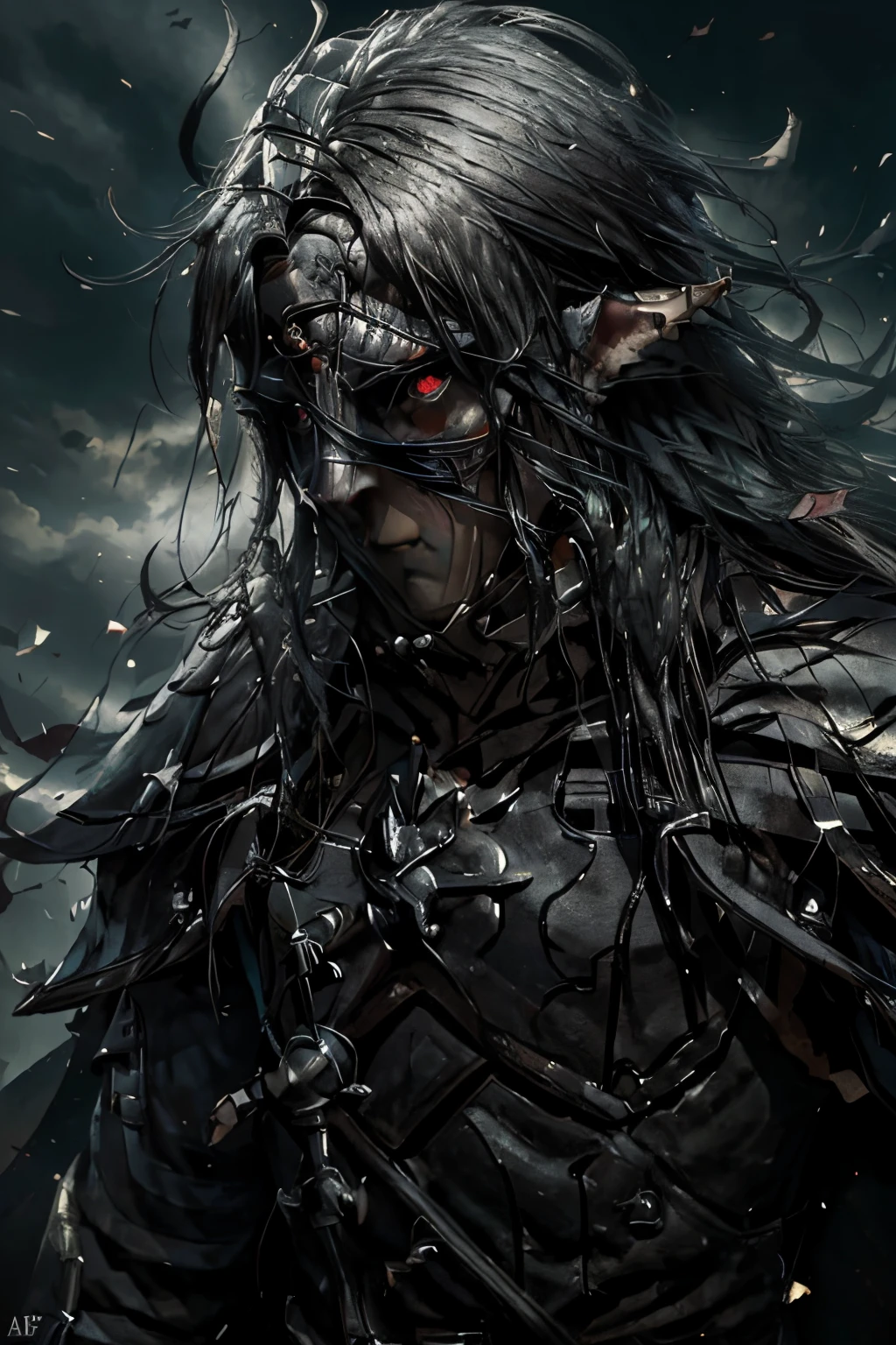 one man, male elf mage whose face covered by mask, holding rapier,magic rune on clothing,wearing light armour,pointy ears,Long ears, RPG character art, RPG character concept art, Illustration concept art, Great character design, rpg concept art character, D character design & d, RPG portrait concept art,wizards of the coast style, d&D style, d&D illustration , Alone, Background with, no metal armor