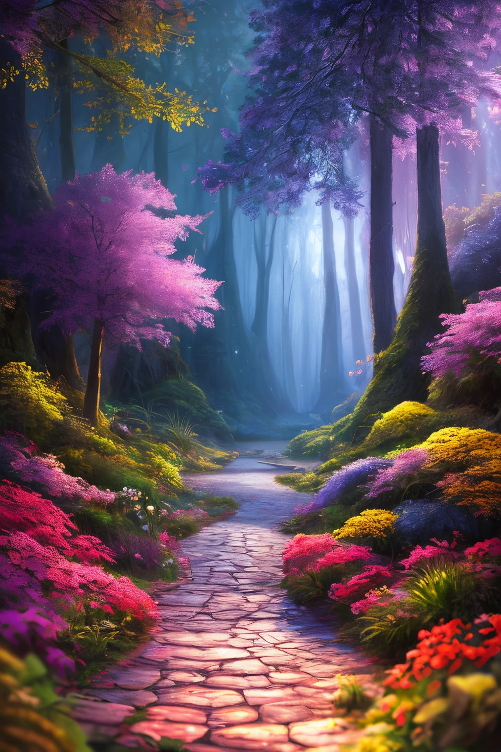 masterpiece, best quality, high quality,extremely detailed CG unity 8k wallpaper, An enchanting and dreamy scene of a fantasy forest, with towering trees, glowing mushrooms, and hidden fairy glens, creating a sense of mystique and enchantment, artstation, digital illustration, intricate, trending, pastel colors, oil paiting, award winning photography, Bokeh, Depth of Field, HDR, bloom, Chromatic Aberration ,Photorealistic,extremely detailed, trending on artstation, trending on CGsociety, Intricate, High Detail, dramatic, art by midjourney