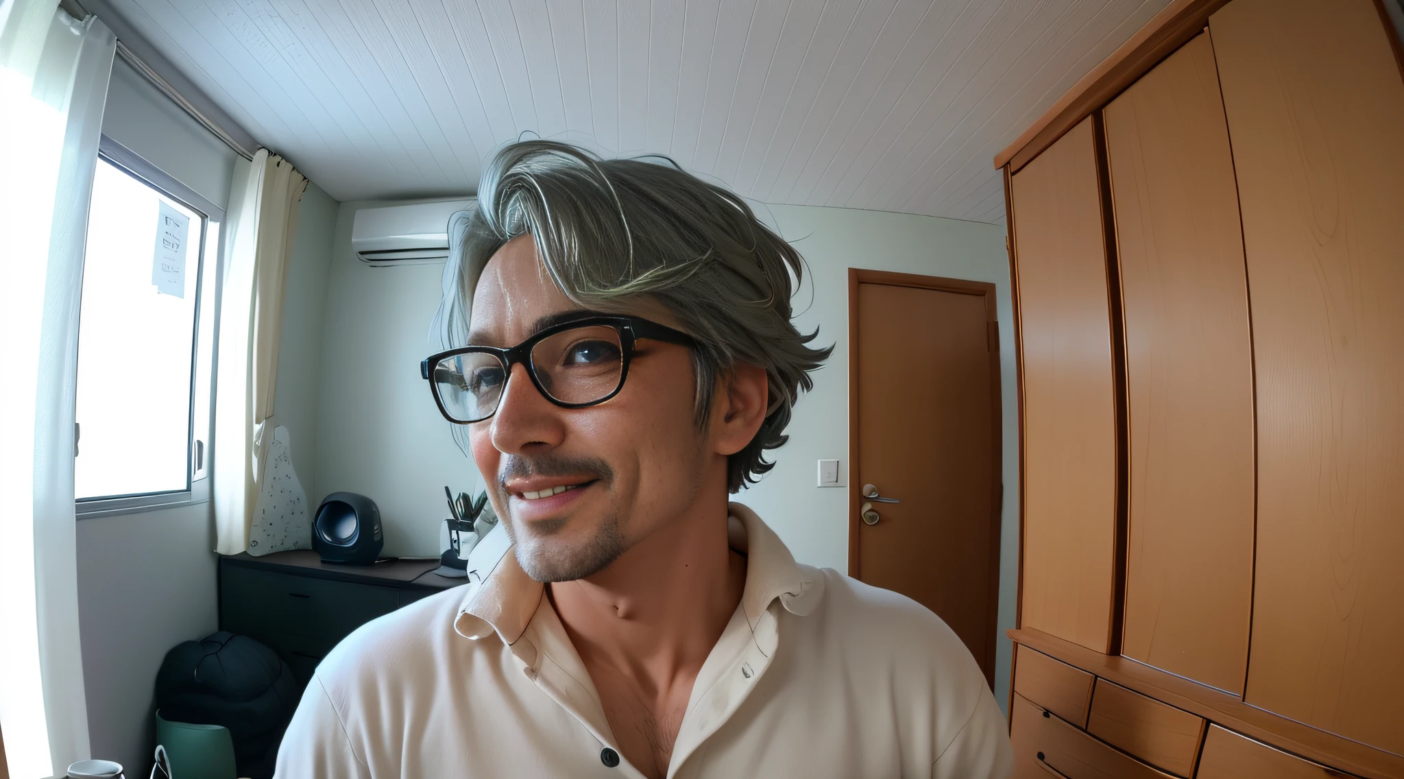 (obra prima)、(qualidade superior)、(ultra-detalhada)、masuter piece、(Esbian de corpo inteiro:1.2)、Chibi Chara、40 year old male photographer、A wide-brimmed hat、Sorriso marcante、Parece Ken Shimura、The Morning Sun、nas montanhas、Moletom com estampa camuflada、sony telephoto camera、The subject of the photo is an owl、Warbler Colorful Climbing Pants、sapatos de caminhada、:3、Borrar、black-rimmed glasses、dark brown shaved head、Colhendo、Efeito glitter、(lindo rosto detalhado)、(belos olhos detalhados)、Mont Bell