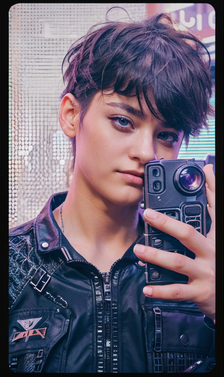 Change background cyberpunk realistic face 8k dark realistic photography age 15 year old